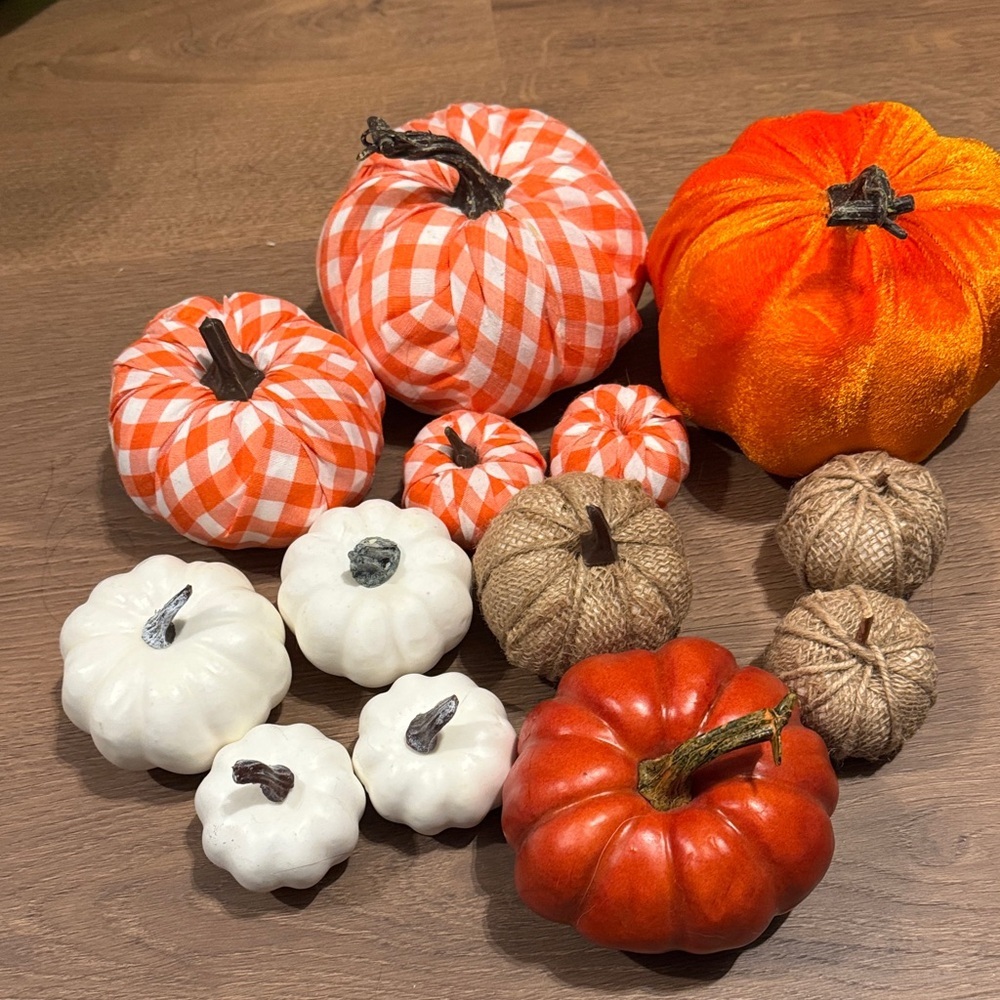 Festive Fall Rustic Pumpkin Decor Set of 13 Pumpkins